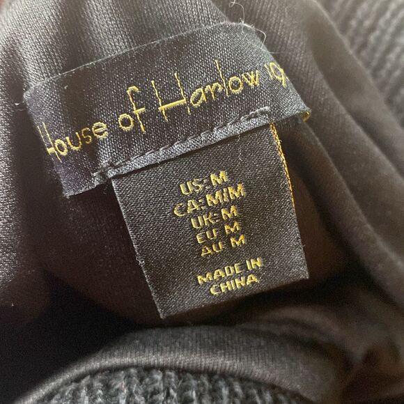 House of Harlow 1960 Knit 2 piece top with maxi fringe skirt black M - Picture 9 of 11